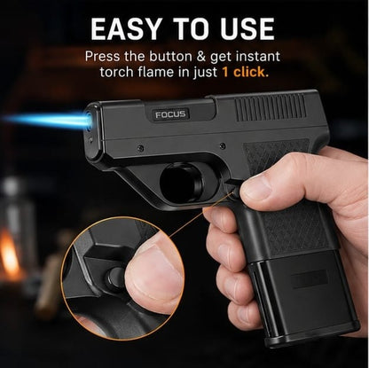🔥 Premium 3-in-1 Premium Torch Lighter with Cigarette Holder & Flashlight | Powerful Windproof Blue Flame, Compact Pocket Design | BUY 1 GET 1 FREE